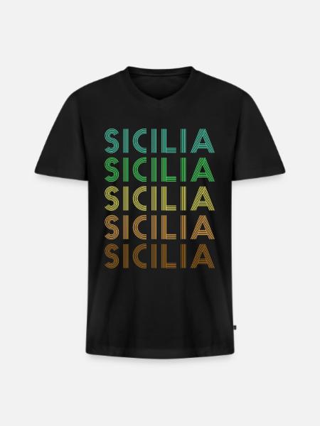 Sicily Retro Sicilia - Men's Premium Organic T-shirt with V-neck - black