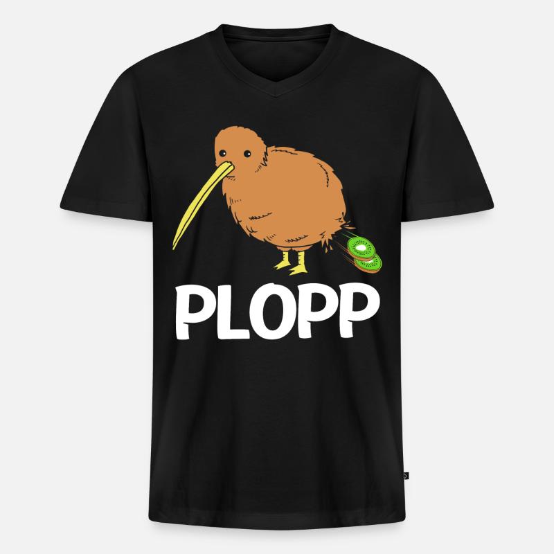 kiwi-vogel Kiwi Vogel - Männer Premium Bio T-Shirt mit V-Ausschnitt - Schwarz