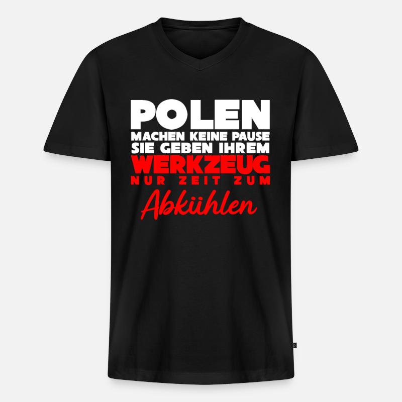 Polnisch Polska Polen Pole Arbeit - Männer Premium Bio T-Shirt mit V-Ausschnitt - Schwarz
