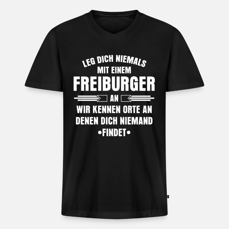 Freiburg Freiburgerin Freiburger - Männer Premium Bio T-Shirt mit V-Ausschnitt - Schwarz