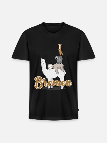 Bremer stacked animals Bremen - Men's Premium Organic T-shirt with V-neck - black