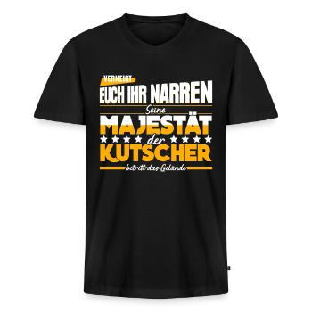 Kutsche Pferdekutsche Witz Kutscher - Männer Premium Bio T-Shirt mit V-Ausschnitt - Schwarz - Vorne - Nico (187cm)