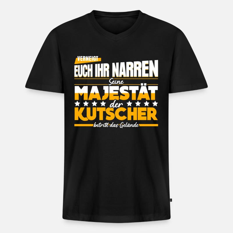 Kutsche Pferdekutsche Witz Kutscher - Männer Premium Bio T-Shirt mit V-Ausschnitt - Schwarz
