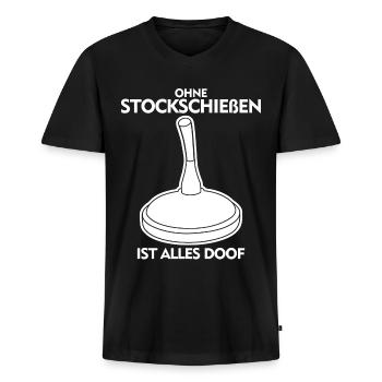 Eisstock Stockschießen Spruch Stocksport - Männer Premium Bio T-Shirt mit V-Ausschnitt - Schwarz - Vorne - Nico (187cm)