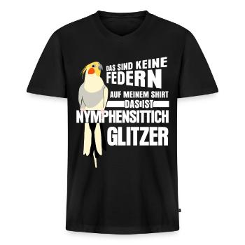 Nymphensittich Federn Nymphensittiche - Männer Premium Bio T-Shirt mit V-Ausschnitt - Schwarz - Vorne - Nico (187cm)