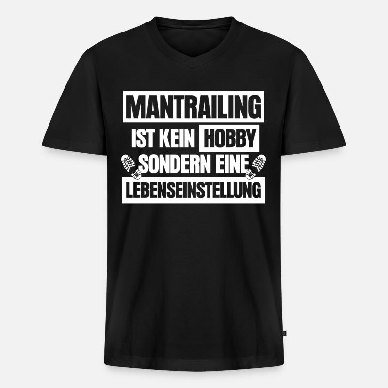 Mantrailing - Männer Premium Bio T-Shirt mit V-Ausschnitt - Schwarz