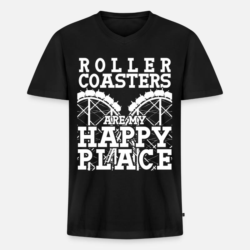 Achterbahn Kirmes Roller Coasters - Männer Premium Bio T-Shirt mit V-Ausschnitt - Schwarz
