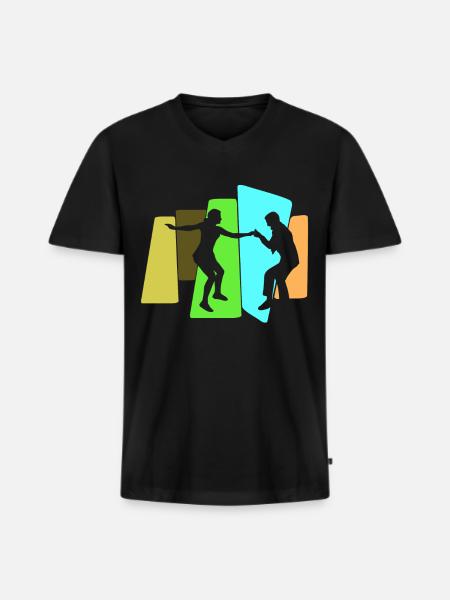 Boogie Woogie Swing Danse rétro - T-shirt encolure en V Premium bio Homme - noir
