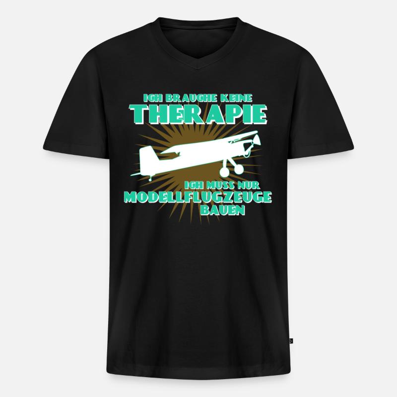 Modellflug Modellflieger Modellflugzeug - Männer Premium Bio T-Shirt mit V-Ausschnitt - Schwarz