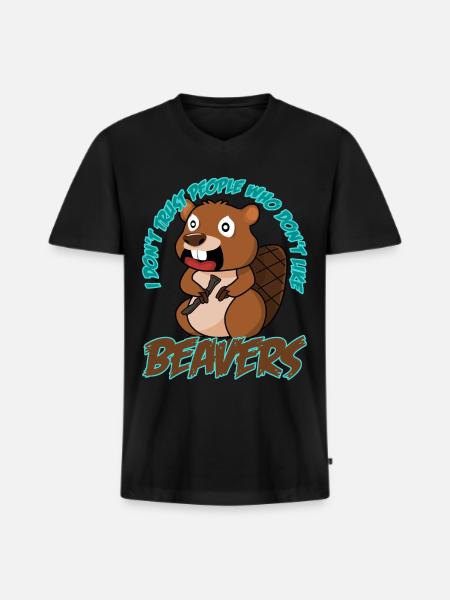 Biber Witz Beavers - Männer Premium Bio T-Shirt mit V-Ausschnitt - Schwarz