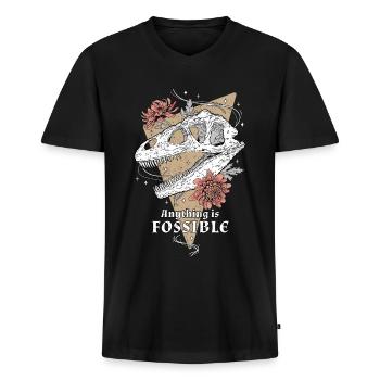 Fossil Paläontologie Paläontologe Archäologie - Männer Premium Bio T-Shirt mit V-Ausschnitt - Schwarz - Vorne - Nico (187cm)