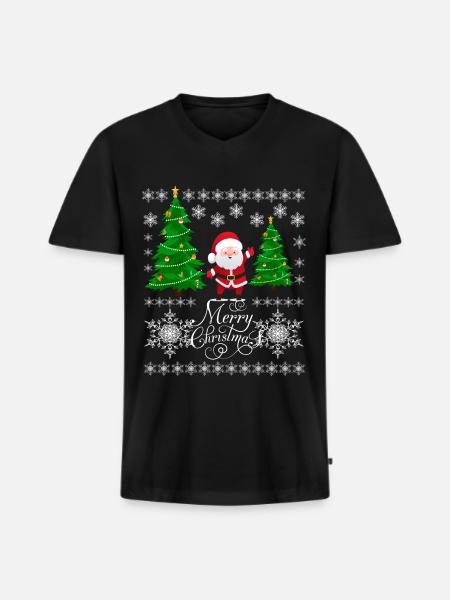 WEIHNACHTSMANN - Männer Premium Bio T-Shirt mit V-Ausschnitt - Schwarz