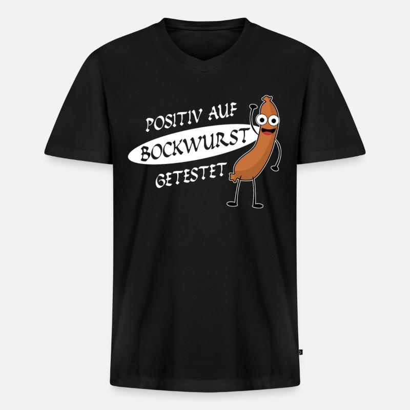Bockwurst Wurst Positiv Bratwurst - Männer Premium Bio T-Shirt mit V-Ausschnitt - Schwarz