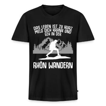 Rhön Wandern und Rhöner Berge - Männer Premium Bio T-Shirt mit V-Ausschnitt - Schwarz - Vorne - Nico (187cm)