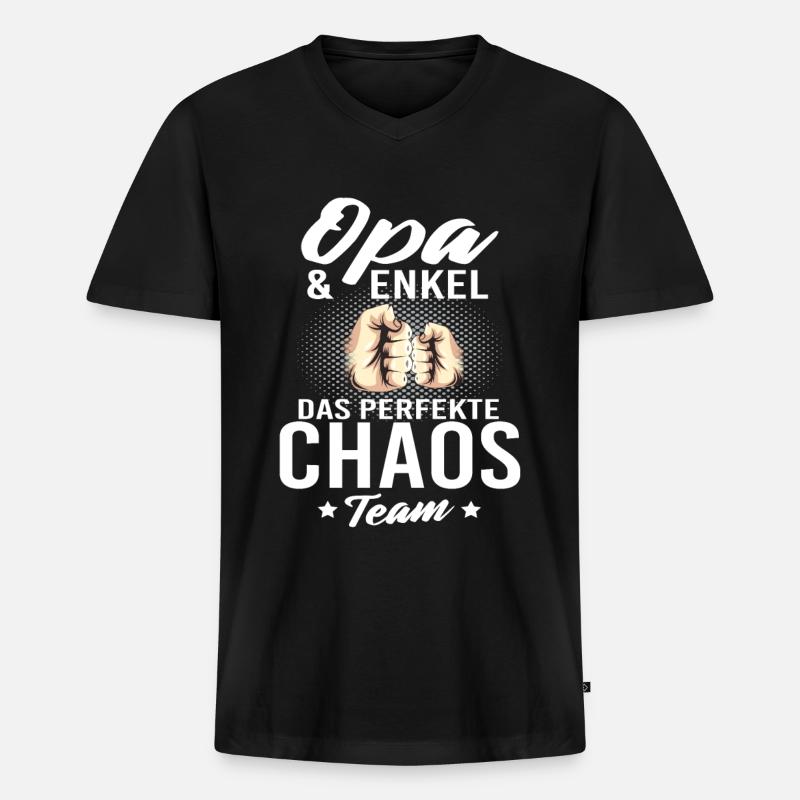 Opa Enkel werdender Opa 2022 - Männer Premium Bio T-Shirt mit V-Ausschnitt - Schwarz