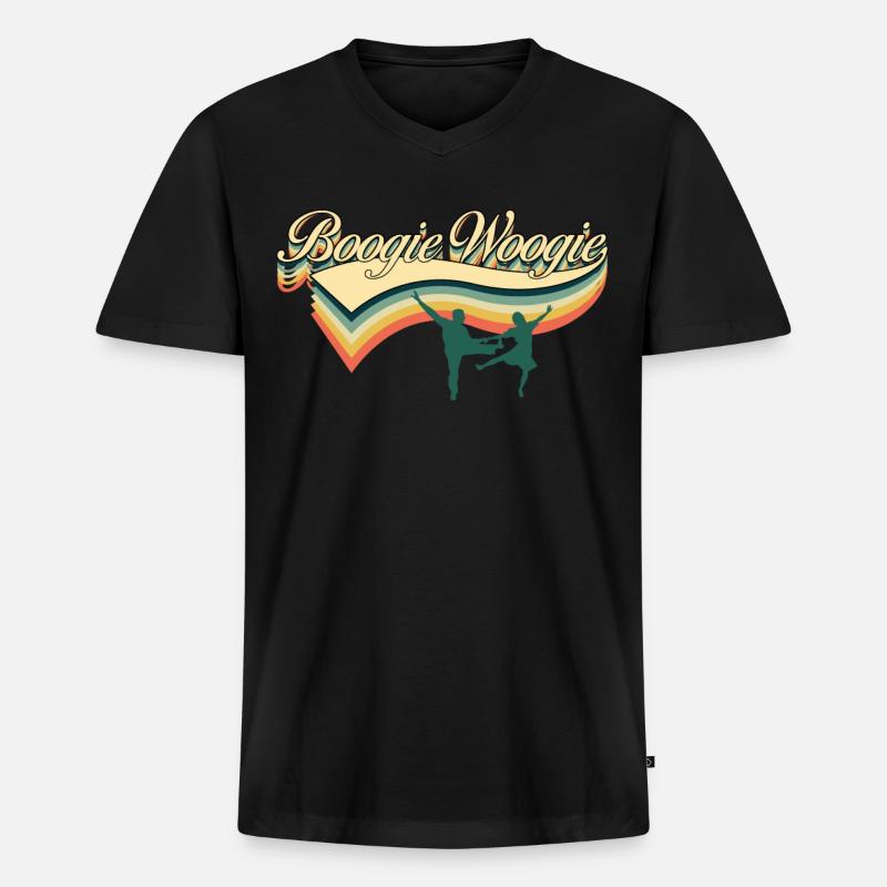 Boogie Woogie Retro Dicton Boogie-Woogie - T-shirt encolure en V Premium bio Homme - noir