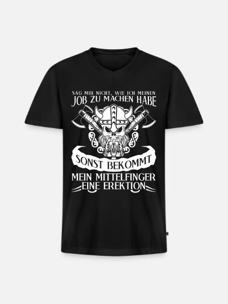 Wikinger Mittelfinger Odhin Valhalla - Männer Premium Bio T-Shirt mit V-Ausschnitt - Schwarz