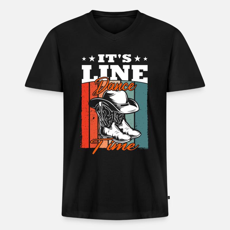 It`s Line Dance Time - Männer Premium Bio T-Shirt mit V-Ausschnitt - Schwarz