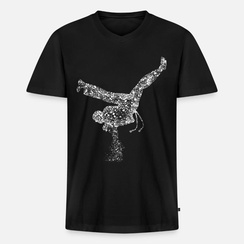 Capoeira Breakdance Breakdancer - Männer Premium Bio T-Shirt mit V-Ausschnitt - Schwarz