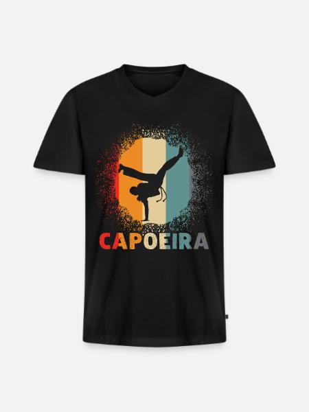 Capoeira retro Kampfsport - Männer Premium Bio T-Shirt mit V-Ausschnitt - Schwarz