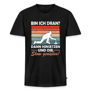 Eisstock Stocksport Eisstockschießen - Männer Premium Bio T-Shirt mit V-Ausschnitt - Schwarz - Vorne - Nico (187cm)