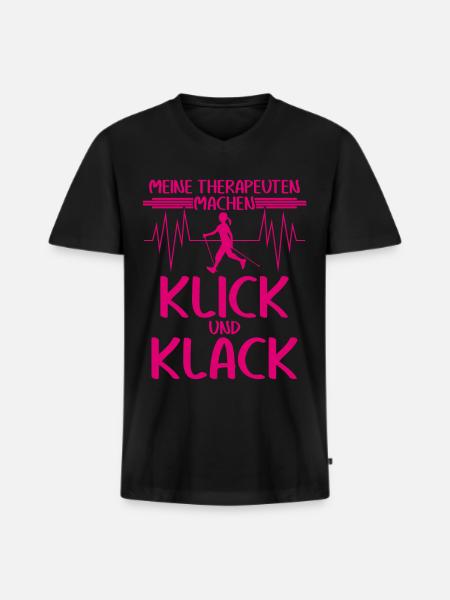 Nordic Walking - Männer Premium Bio T-Shirt mit V-Ausschnitt - Schwarz