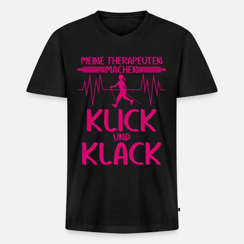 Nordic Walking - Männer Premium Bio T-Shirt mit V-Ausschnitt - Schwarz