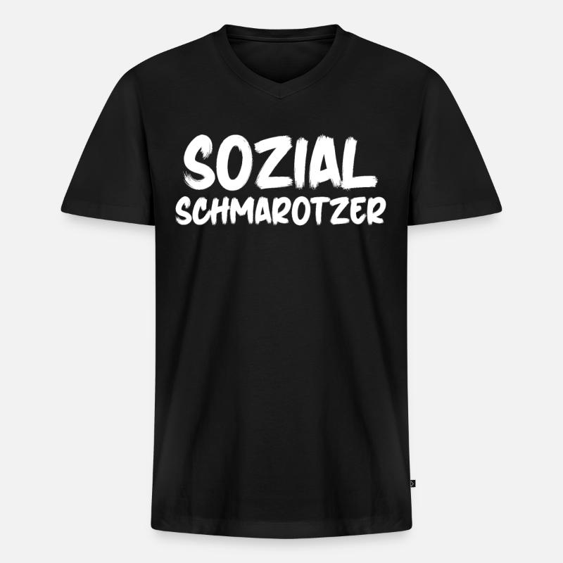 Arbeitsamt Sozialschmarotzer Arbeitslos - Männer Premium Bio T-Shirt mit V-Ausschnitt - Schwarz