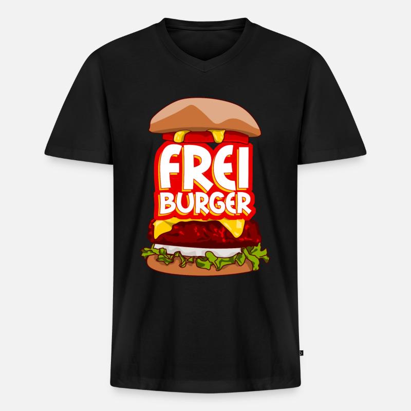 Freiburg Burger Freiburger - Männer Premium Bio T-Shirt mit V-Ausschnitt - Schwarz