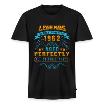 Legenden wurden 1962 Geboren - Männer Premium Bio T-Shirt mit V-Ausschnitt - Schwarz - Vorne - Nico (187cm)