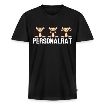 Personalrat 3 Affen Witz Personalräte - Männer Premium Bio T-Shirt mit V-Ausschnitt - Schwarz - Vorne - Nico (187cm)