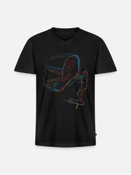 Wing Surf Hydrofoiling Wing Foiling - T-shirt encolure en V Premium bio Homme - noir