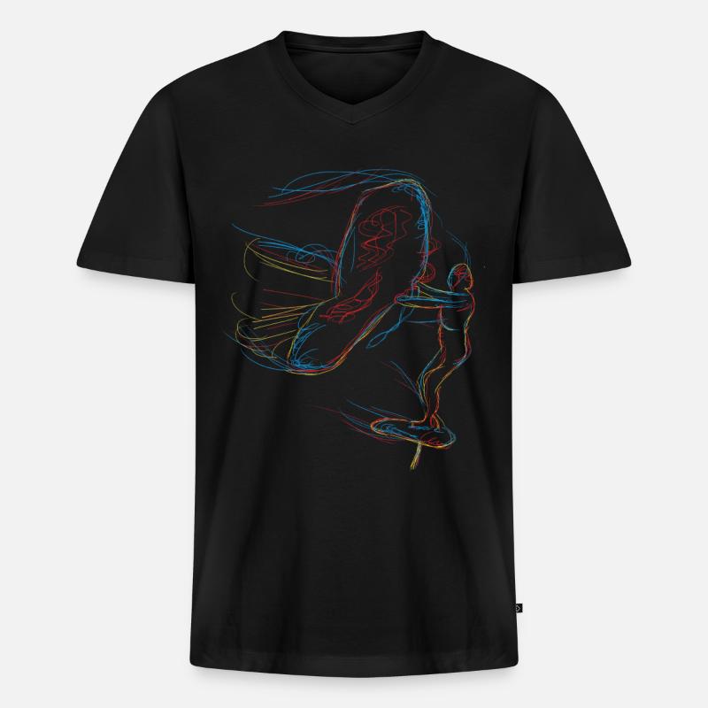 Wing Surf Hydrofoiling Wing Foiling - T-shirt encolure en V Premium bio Homme - noir
