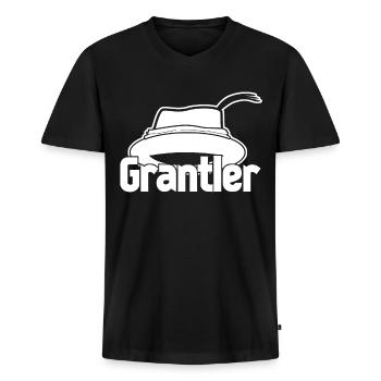 Grantler Opa Hut Grantln Granteln - Männer Premium Bio T-Shirt mit V-Ausschnitt - Schwarz - Vorne - Nico (187cm)
