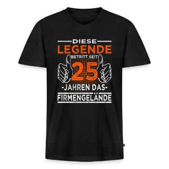 Legende betritt 25 Jahren Gelände - Firmenjubiläum - Männer Premium Bio T-Shirt mit V-Ausschnitt - Schwarz - Vorne - Nico (187cm)