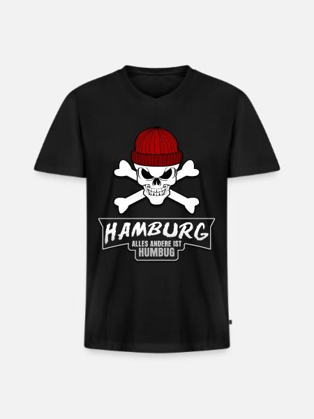 Hamburg and Humbug St. Pauli - Men's Premium Organic T-shirt with V-neck - black