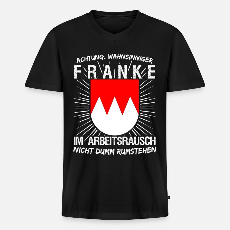 Franke im Arbeitsrausch Franken - Männer Premium Bio T-Shirt mit V-Ausschnitt - Schwarz