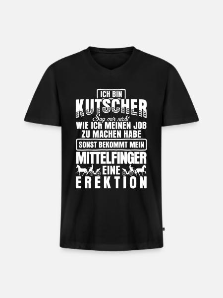 Kutsche Pferdekutsche Witz Kutscher - Männer Premium Bio T-Shirt mit V-Ausschnitt - Schwarz