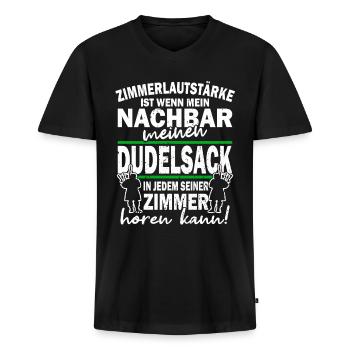 Dudelsack - Dudelsackspieler - Bagpiper - Männer Premium Bio T-Shirt mit V-Ausschnitt - Schwarz - Vorne - Nico (187cm)