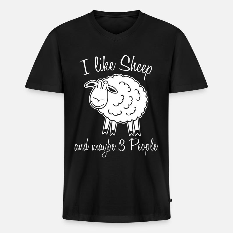 Schäfchen Schafe Schaf - Männer Premium Bio T-Shirt mit V-Ausschnitt - Schwarz