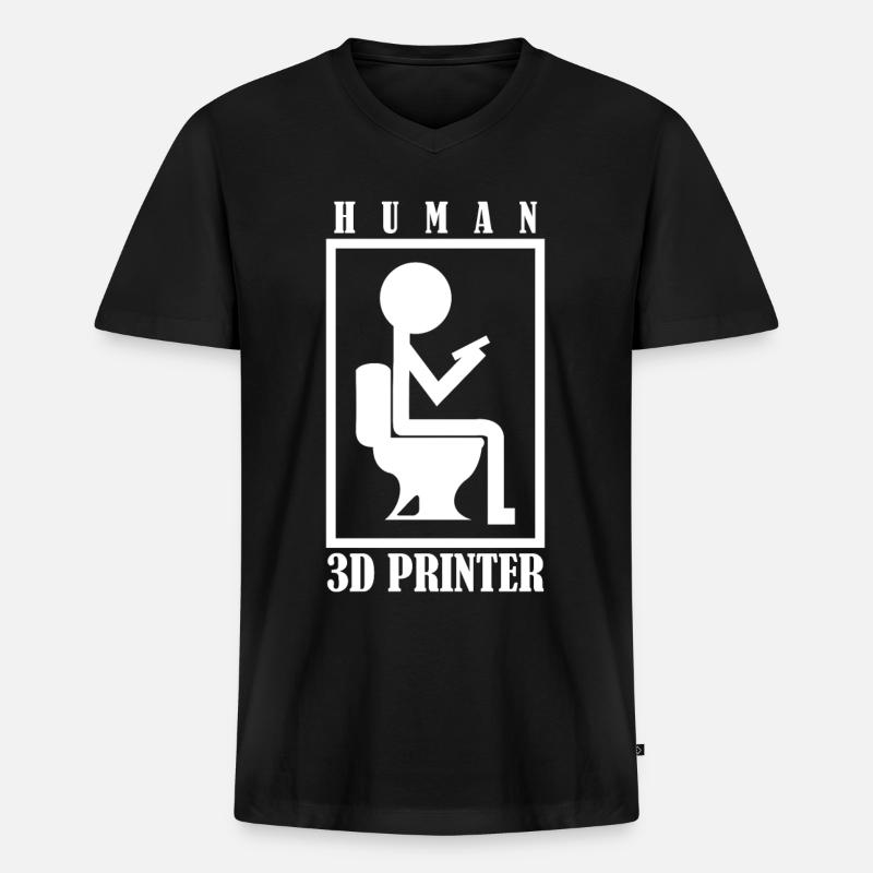 3D-Drucker 3D-Printer Klo 3D Drucker - Männer Premium Bio T-Shirt mit V-Ausschnitt - Schwarz
