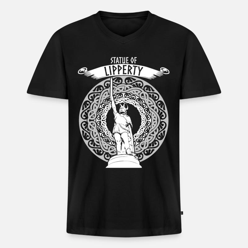 Hermannsdenkmal Statue of Lipperty Lippe - Männer Premium Bio T-Shirt mit V-Ausschnitt - Schwarz