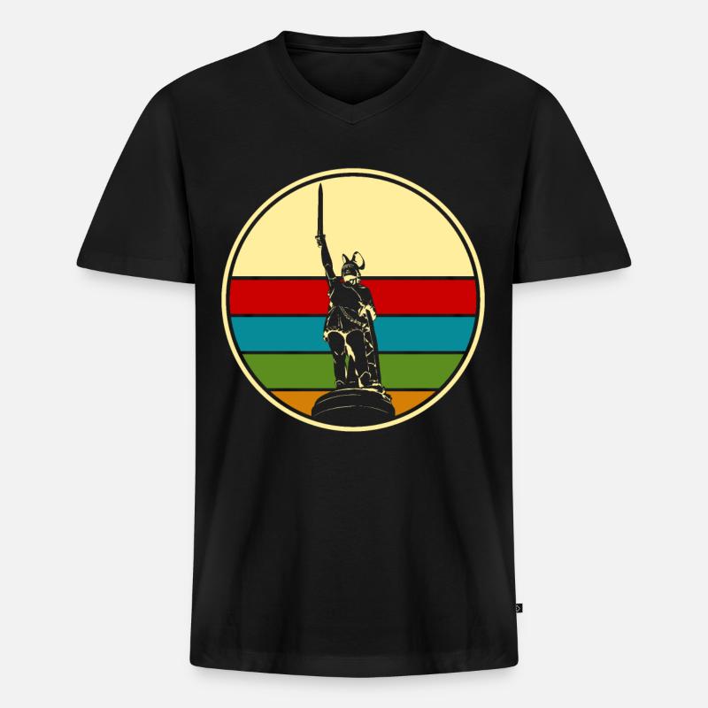 Hermannsdenkmal Retro Lippe Detmold - Männer Premium Bio T-Shirt mit V-Ausschnitt - Schwarz