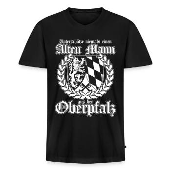 Oberpfalz Alter Mann Oberpfälzer - Männer Premium Bio T-Shirt mit V-Ausschnitt - Schwarz - Vorne - Nico (187cm)