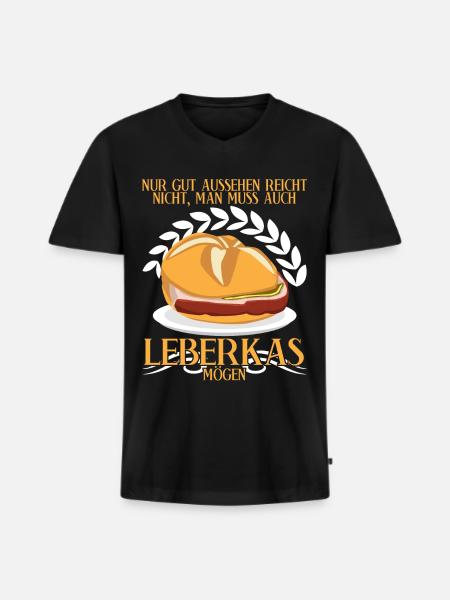 Leberkäse Spruch Fleischkas Leberkas - Männer Premium Bio T-Shirt mit V-Ausschnitt - Schwarz