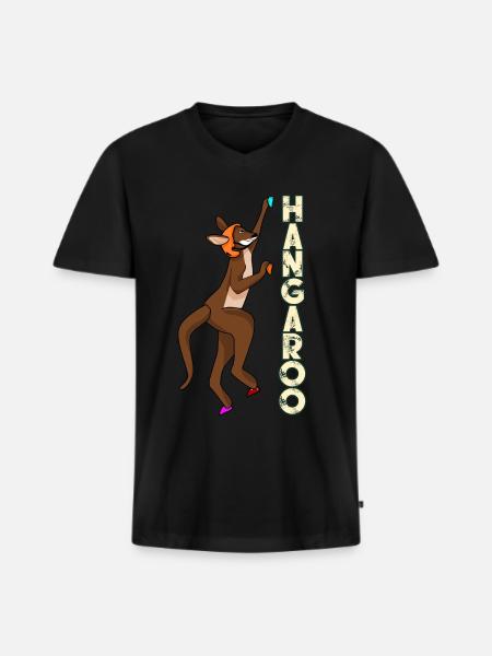 Känguru Klettern Bergsteigen Blouldern - Männer Premium Bio T-Shirt mit V-Ausschnitt - Schwarz