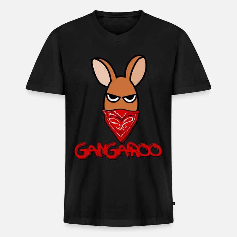Känguru Gangaroo Kängurus - Männer Premium Bio T-Shirt mit V-Ausschnitt - Schwarz