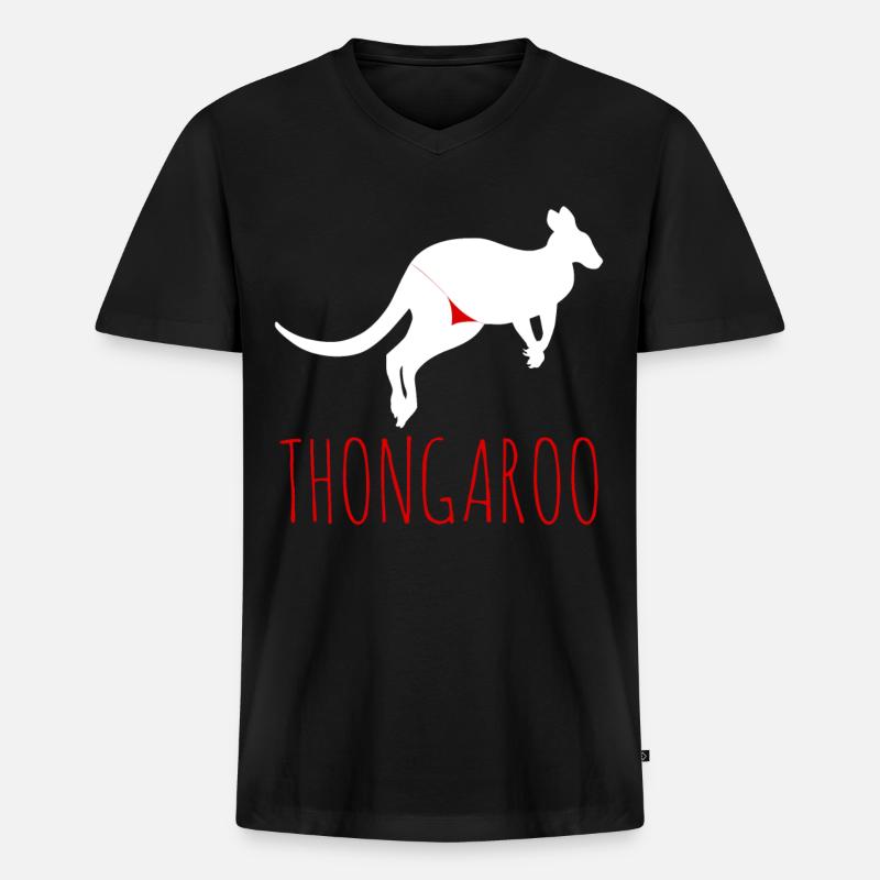 Känguru Thoung Kängurus - Männer Premium Bio T-Shirt mit V-Ausschnitt - Schwarz