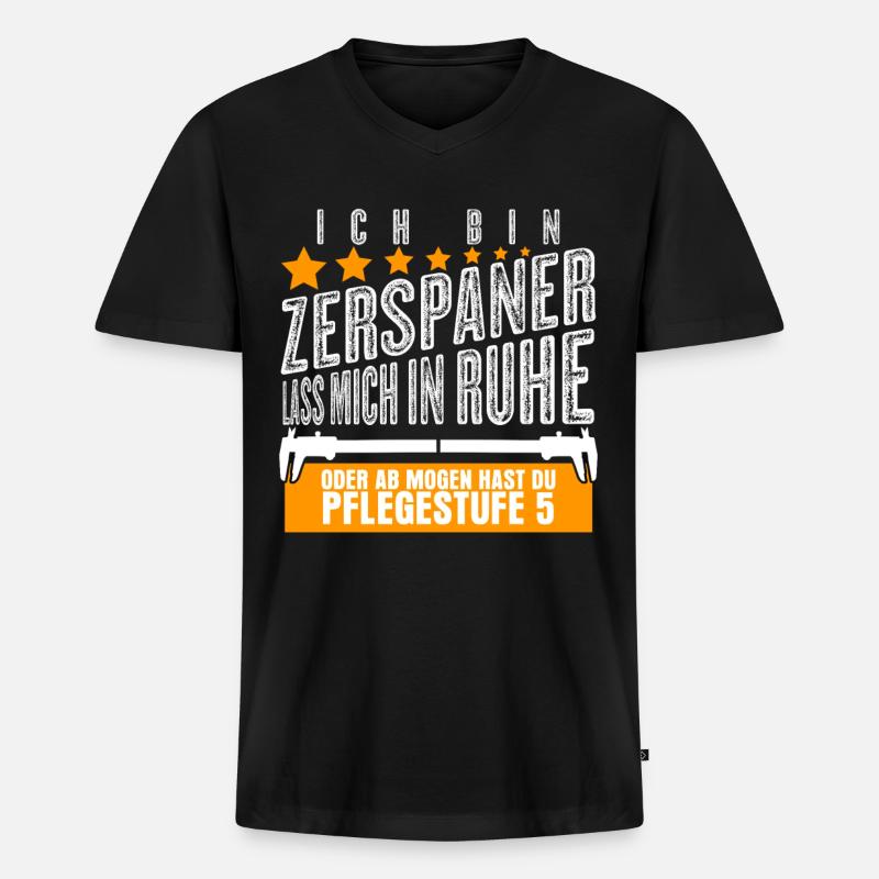 Zerspaner Witz Zerspanungsmechaniker - Männer Premium Bio T-Shirt mit V-Ausschnitt - Schwarz