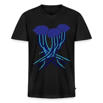 Synthesizer Quallen Modular Synthesizers - Männer Premium Bio T-Shirt mit V-Ausschnitt - Schwarz - Vorne - Nico (187cm)